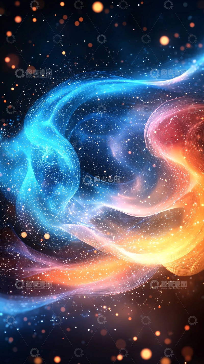 高清大图下载【趣麦麦图】梦幻星空蓝色火焰交织