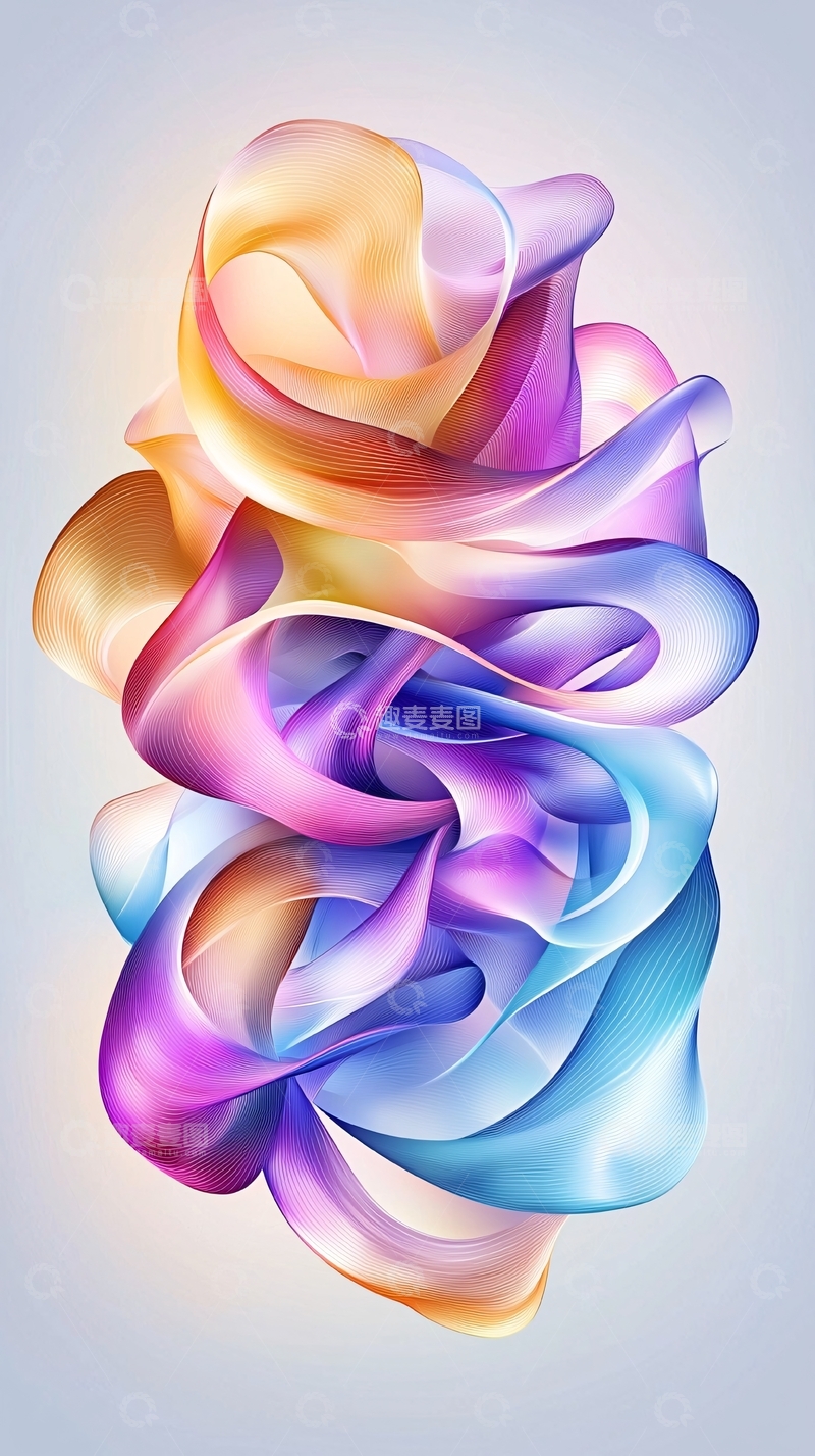 高清大图下载【趣麦麦图】抽象彩色丝绸漩涡