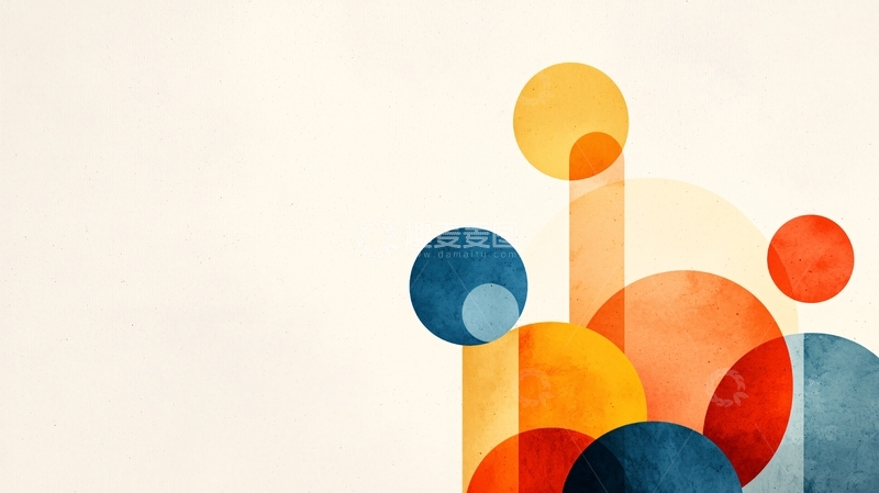 高清大图下载【趣麦麦图】抽象圆形水彩背景