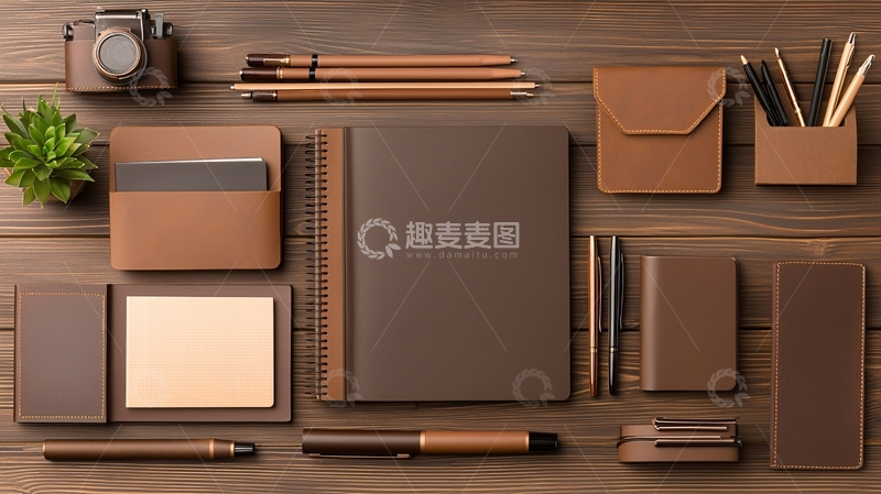 高清大图下载【趣麦麦图】棕色办公桌面静物摆拍