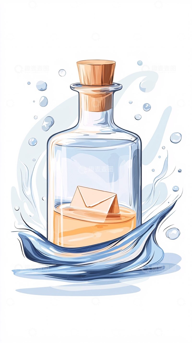 高清大图下载【趣麦麦图】漂流瓶里的信件