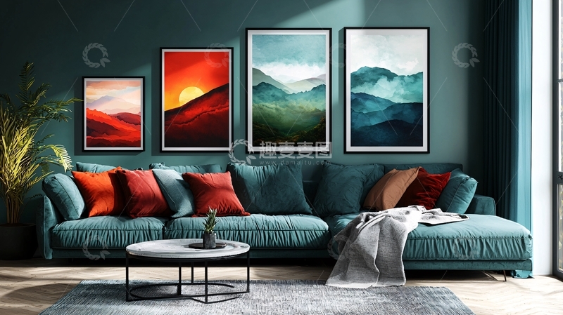 高清大图下载【趣麦麦图】现代客厅装饰画