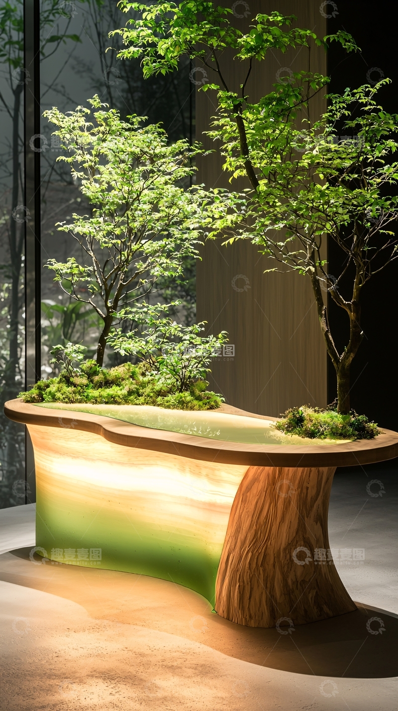 高清大图下载【趣麦麦图】室内盆栽造景灯光