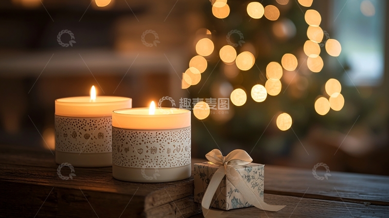 高清大图下载【趣麦麦图】温暖的节日烛光氛围
