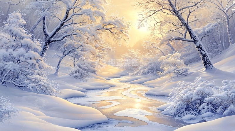 高清大图下载【趣麦麦图】冬日雪景梦幻森林