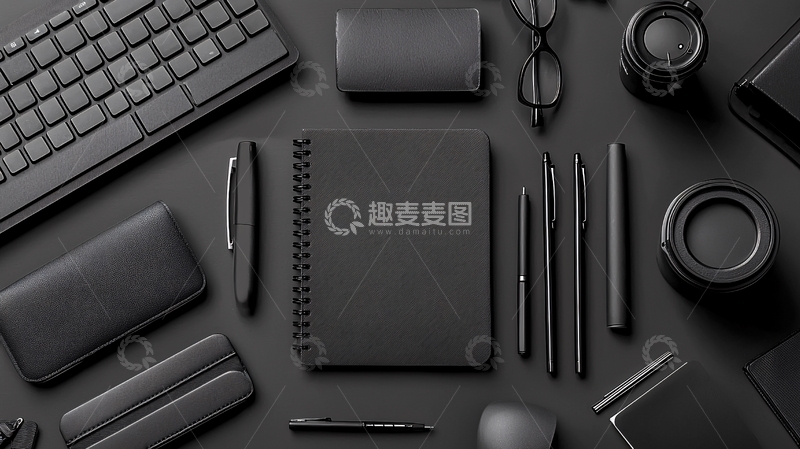 高清大图下载【趣麦麦图】黑色办公用品静物