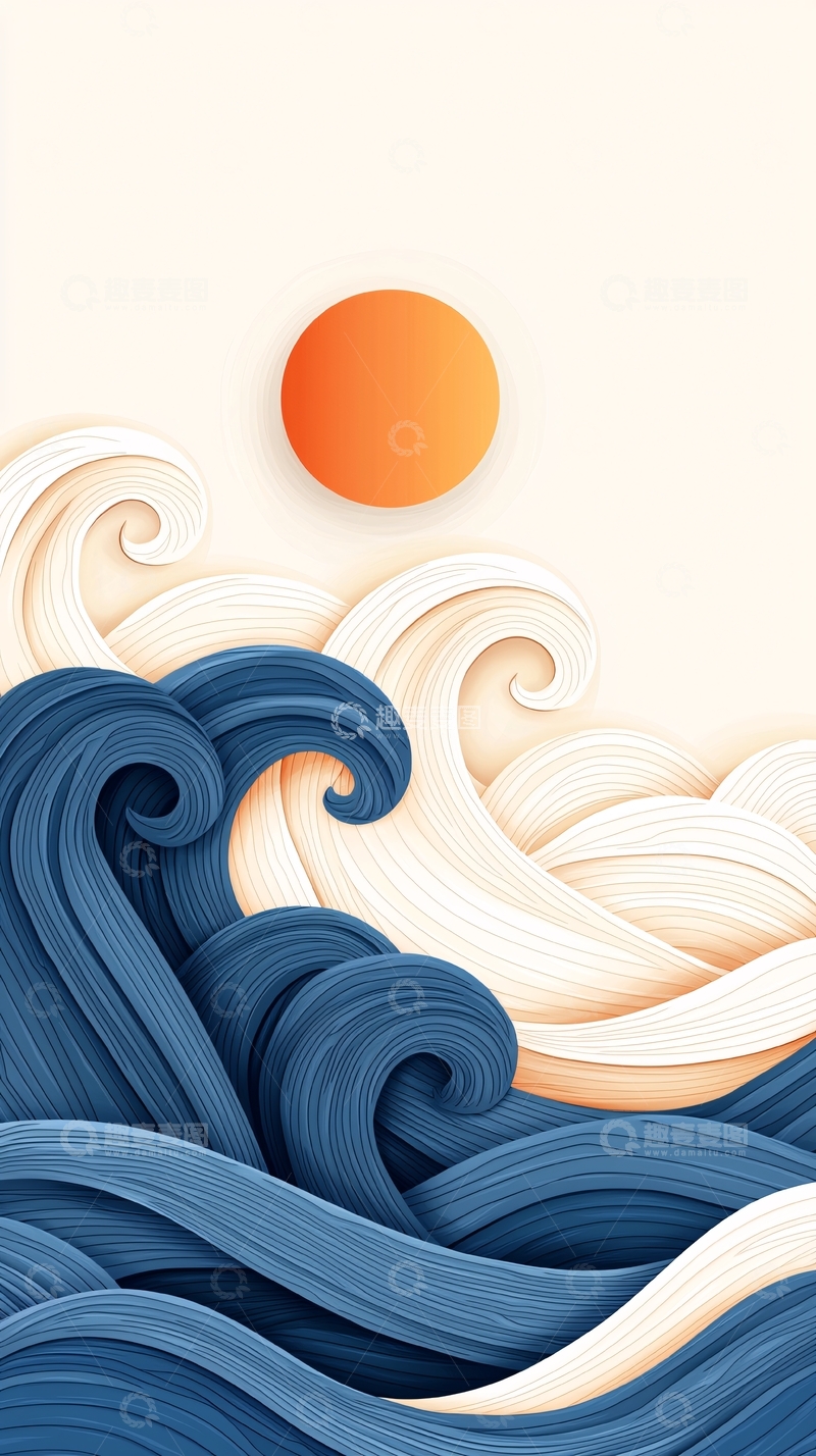 高清大图下载【趣麦麦图】海浪与日出高清图片