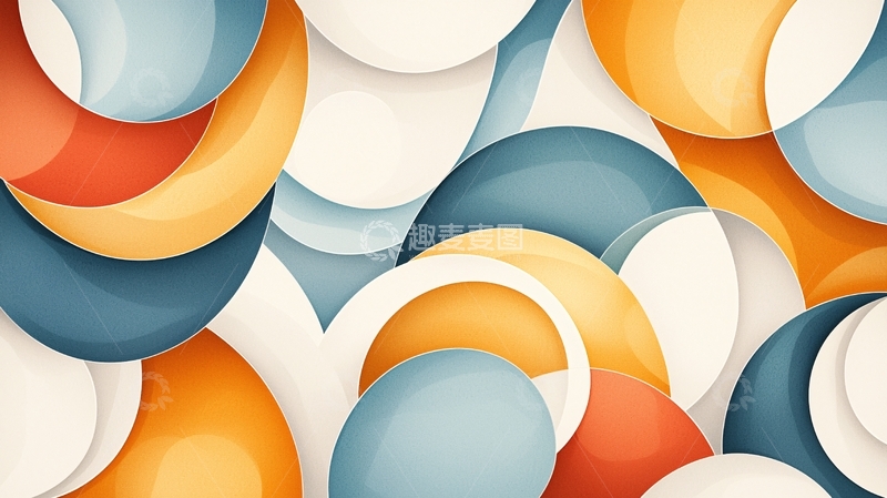 高清大图下载【趣麦麦图】彩色圆形重叠抽象背景