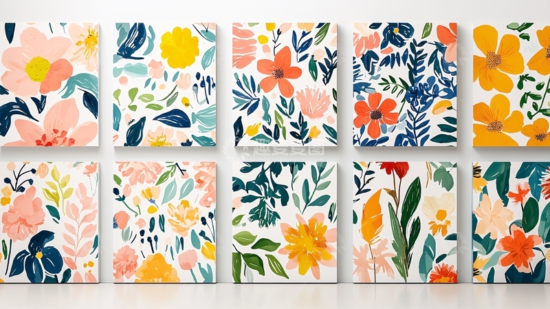 高清大图下载【趣麦麦图】色彩鲜艳的花卉图案