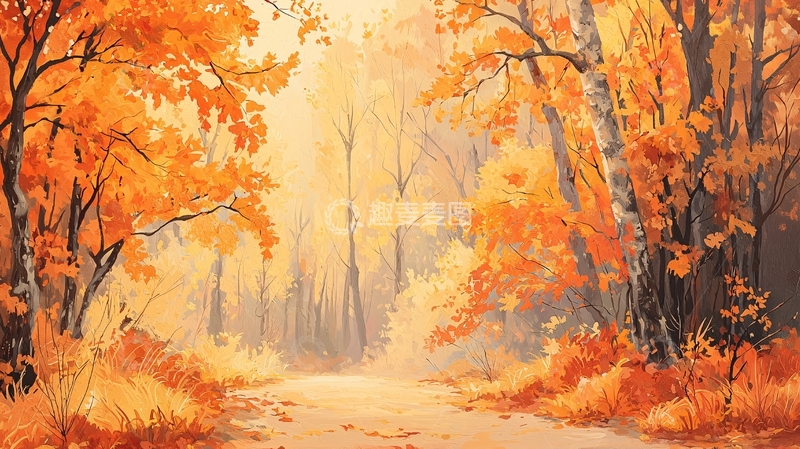 高清大图下载【趣麦麦图】秋日落叶森林景色