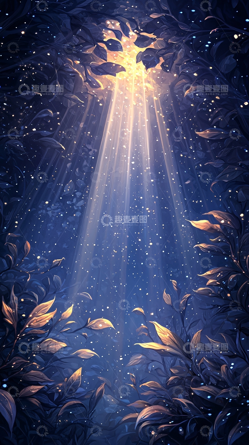 高清大图下载【趣麦麦图】森林中阳光倾泻而下