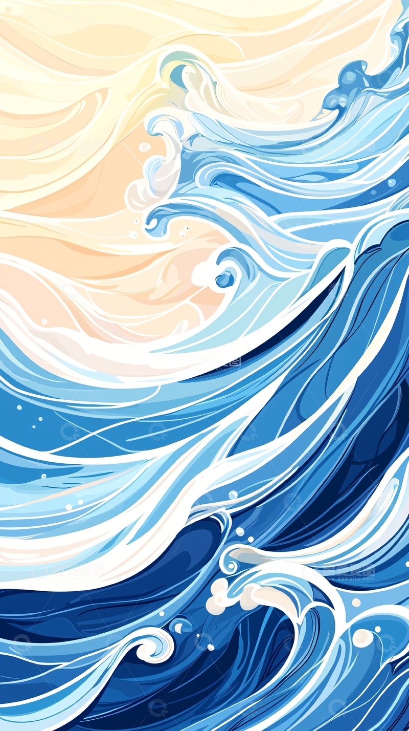 高清大图下载【趣麦麦图】蓝色海浪艺术图案