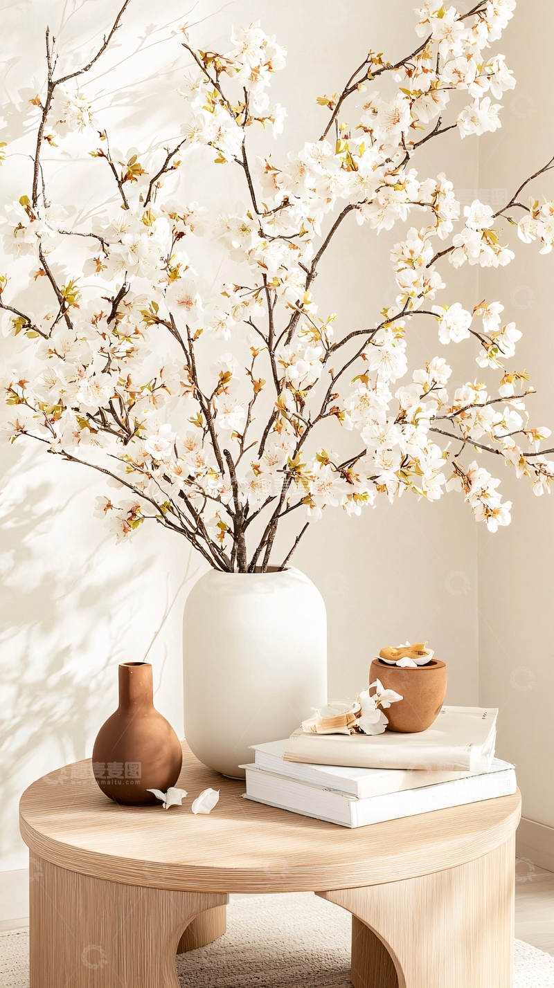 高清大图下载【趣麦麦图】白色花瓶里的白色花朵