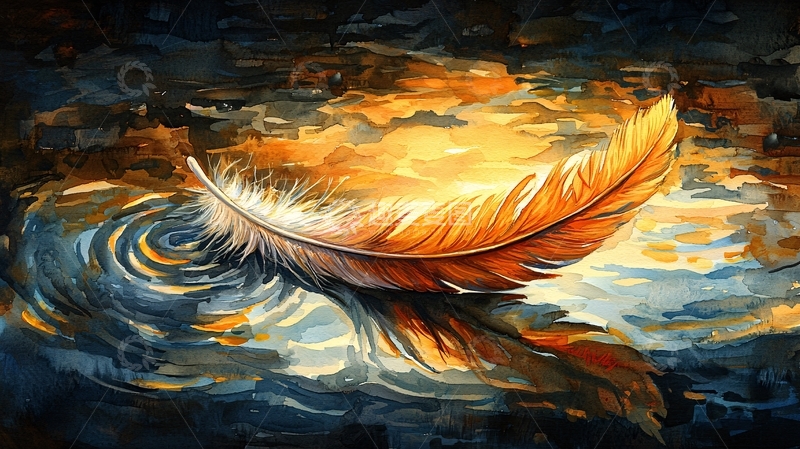 高清大图下载【趣麦麦图】羽毛漂浮在水面上