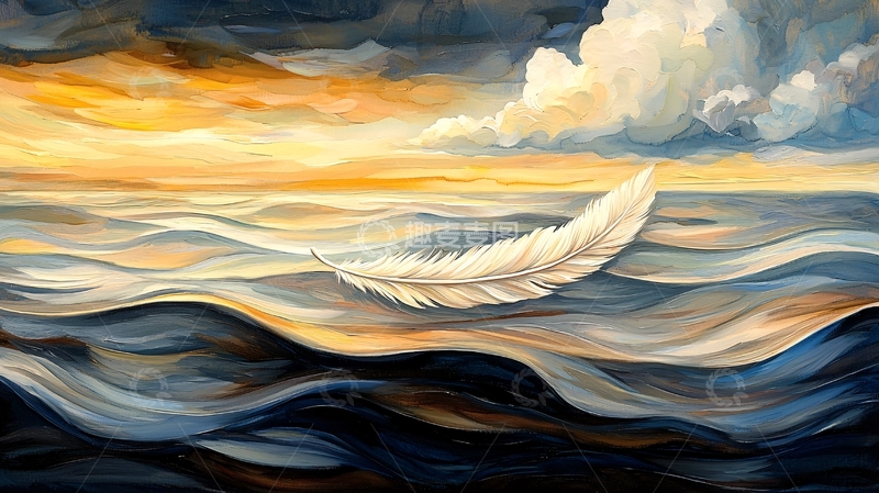 高清大图下载【趣麦麦图】漂浮羽毛在水面