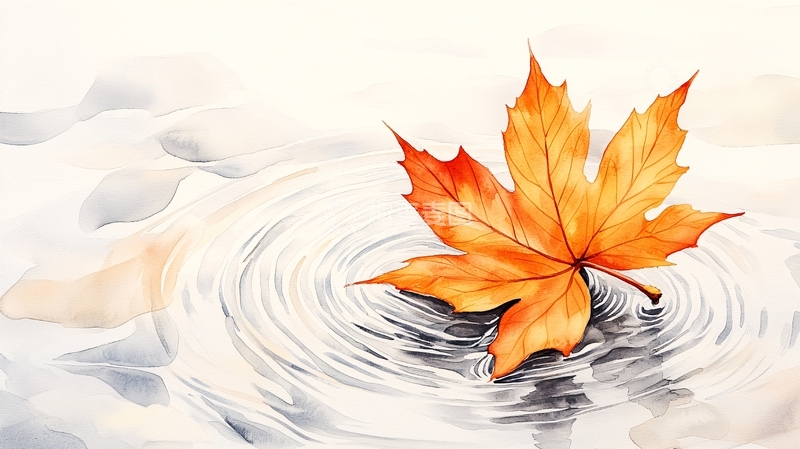 高清大图下载【趣麦麦图】秋叶水面涟漪