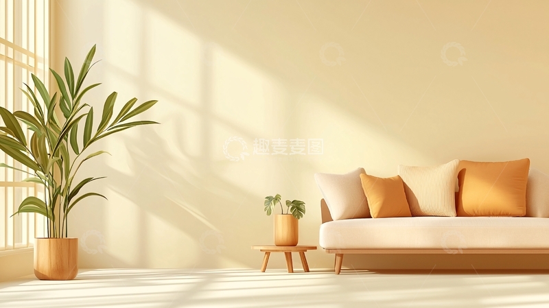 高清大图下载【趣麦麦图】米色调温馨客厅