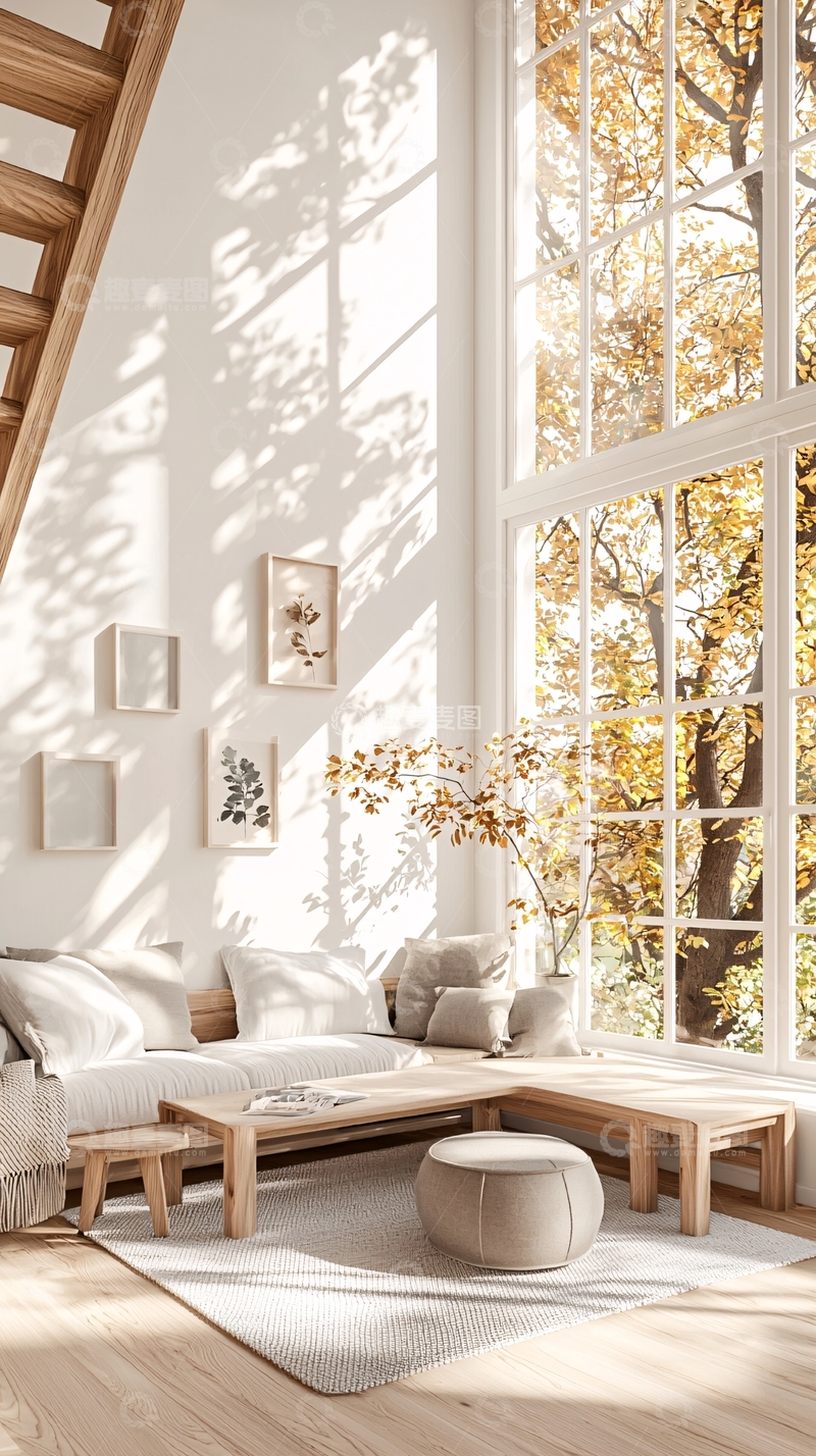 高清大图下载【趣麦麦图】秋日阳光洒进的客厅