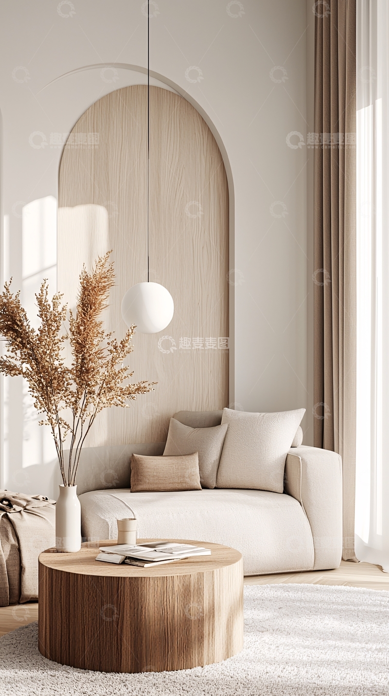 高清大图下载【趣麦麦图】米色调现代简约客厅