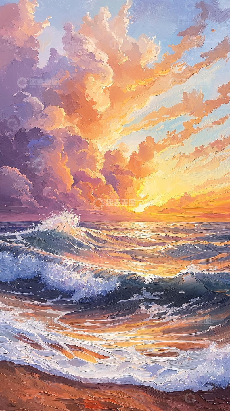 高清大图下载【趣麦麦图】日出时海面波光粼粼