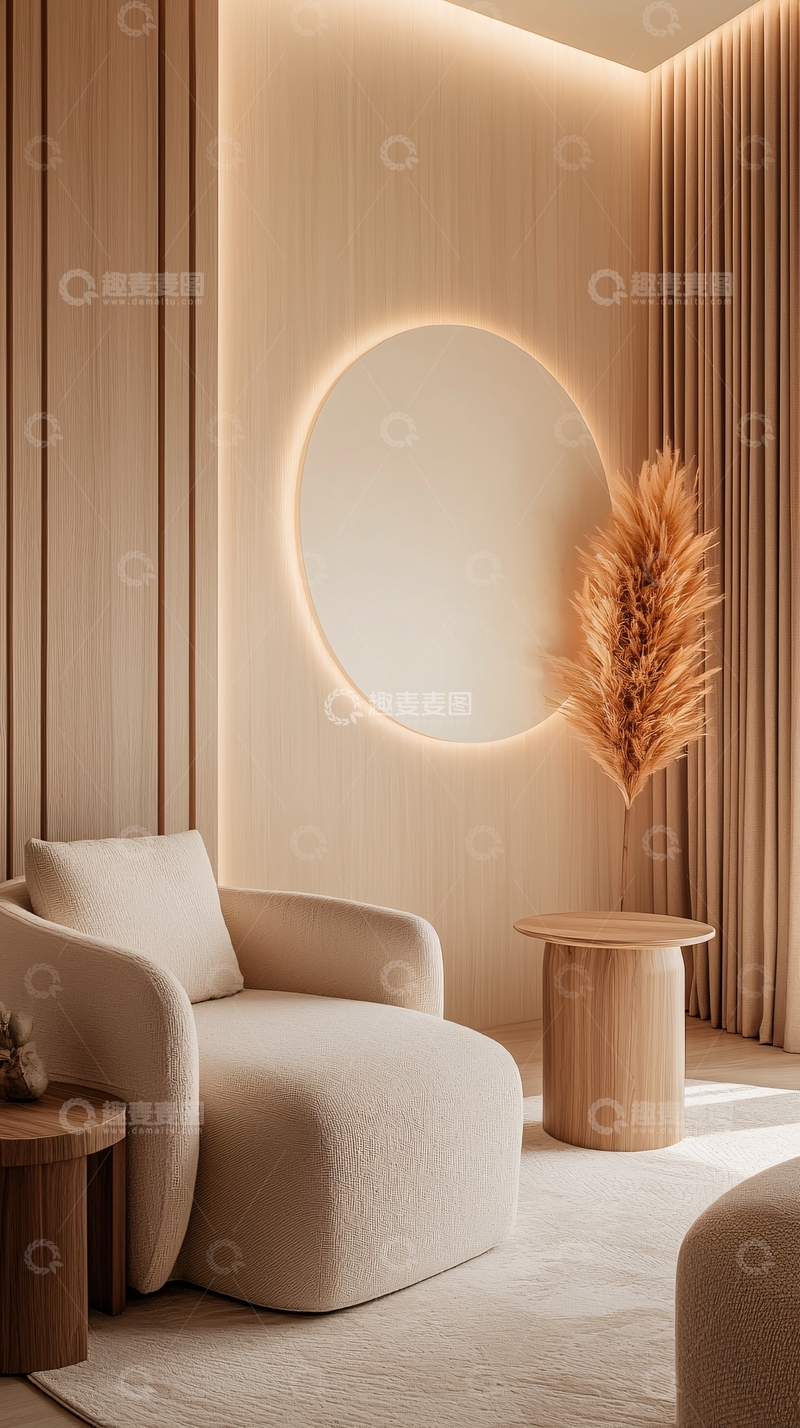 高清大图下载【趣麦麦图】奶油色调的极简客厅