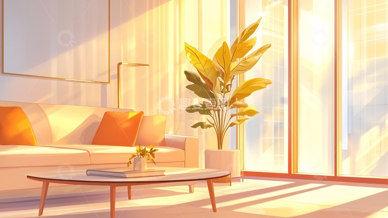 高清大图下载【趣麦麦图】阳光洒在客厅的温馨场景