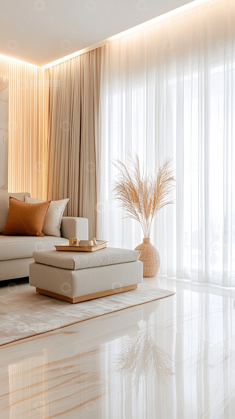 高清大图下载【趣麦麦图】米色现代客厅一角