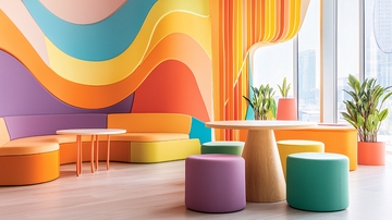 彩色波浪墙面室内设计