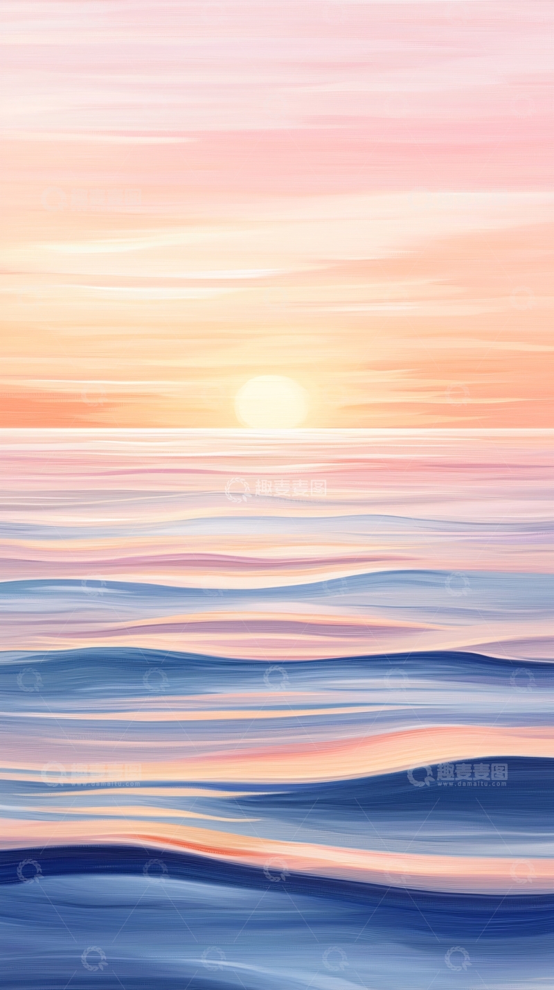 高清大图下载【趣麦麦图】唯美日落海面