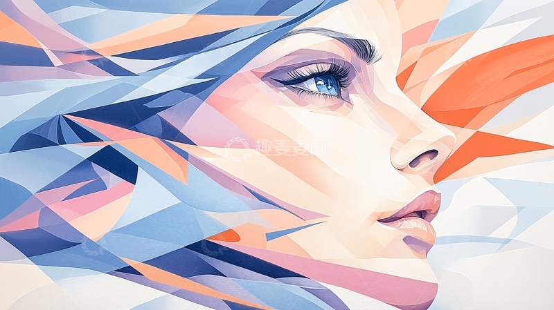 高清大图下载【趣麦麦图】抽象女性侧脸画像