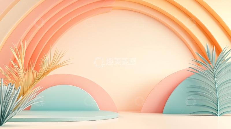 高清大图下载【趣麦麦图】粉色蓝色圆形装饰背景