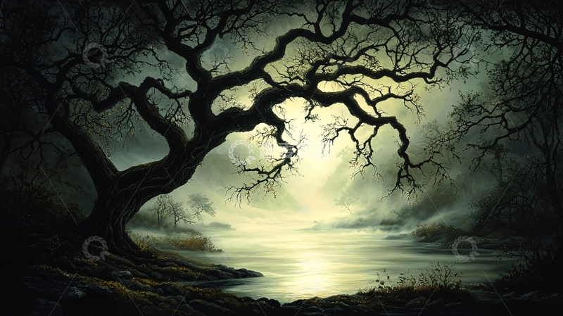 高清大图下载【趣麦麦图】黑暗森林湖泊