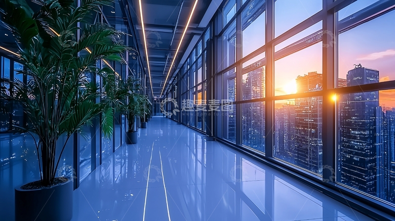 高清大图下载【趣麦麦图】未来感城市景观玻璃幕墙