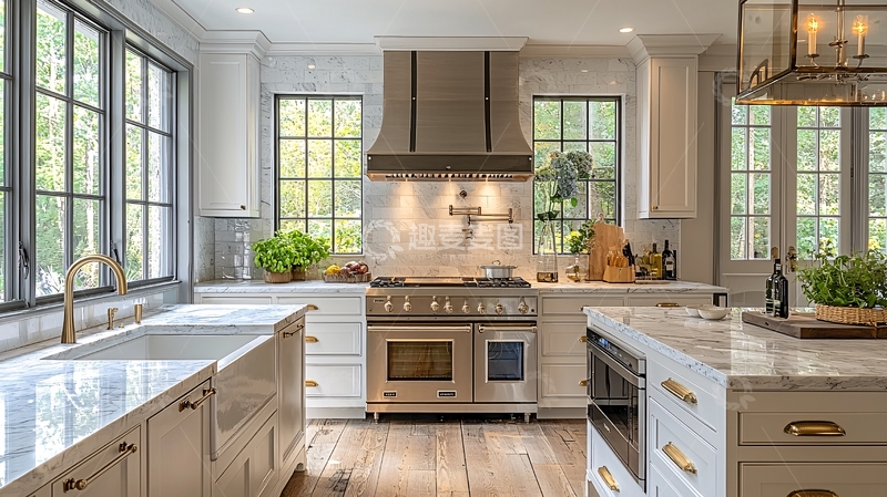高清大图下载【趣麦麦图】明亮宽敞的厨房空间
