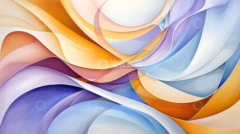 高清大图下载【趣麦麦图】抽象水彩曲线背景