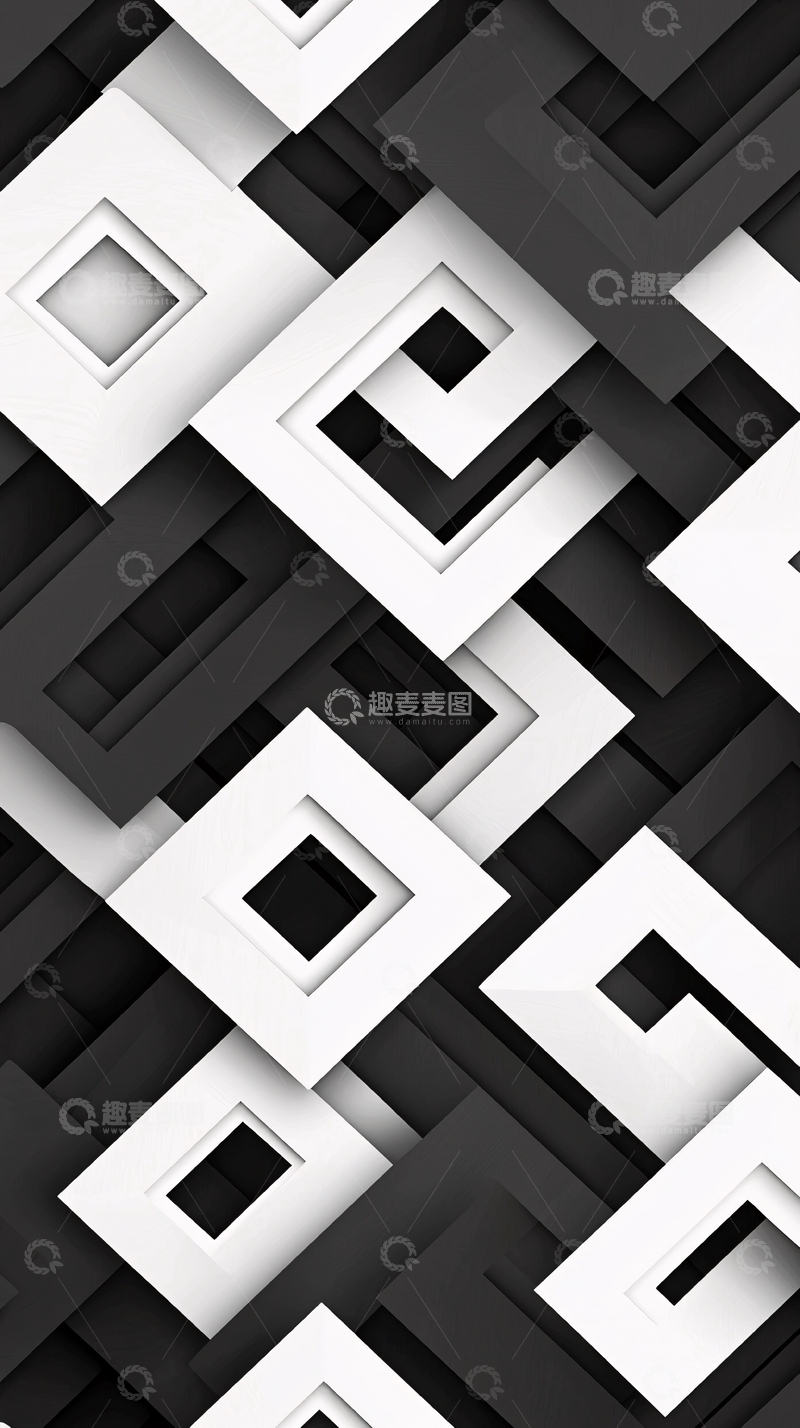 高清大图下载【趣麦麦图】黑白几何菱形叠加图案