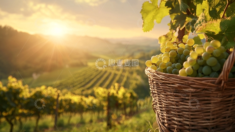 高清大图下载【趣麦麦图】阳光下的葡萄园美景