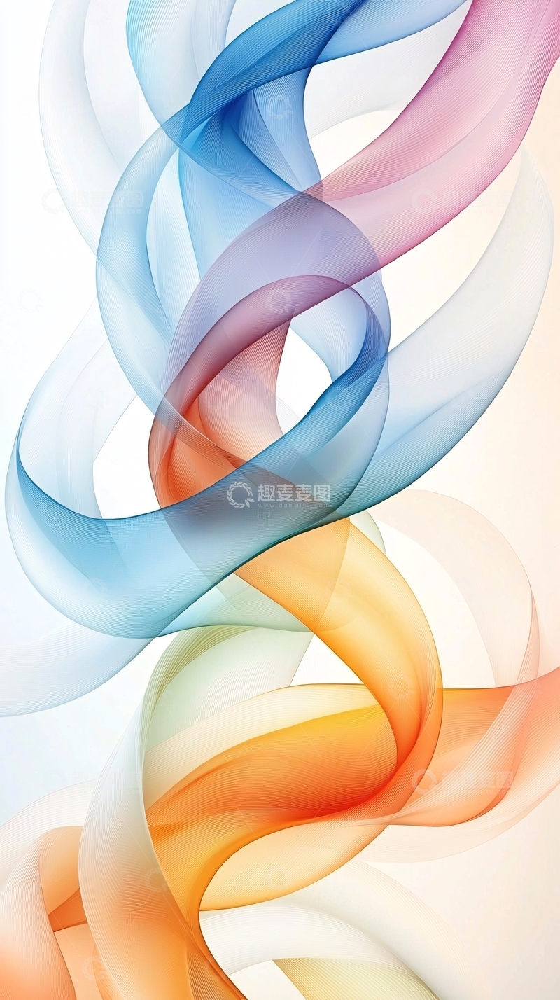 高清大图下载【趣麦麦图】彩色丝绸曲线流动背景