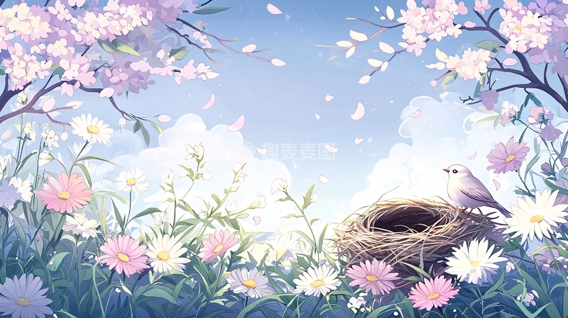 高清大图下载【趣麦麦图】鸟巢花海的唯美景色