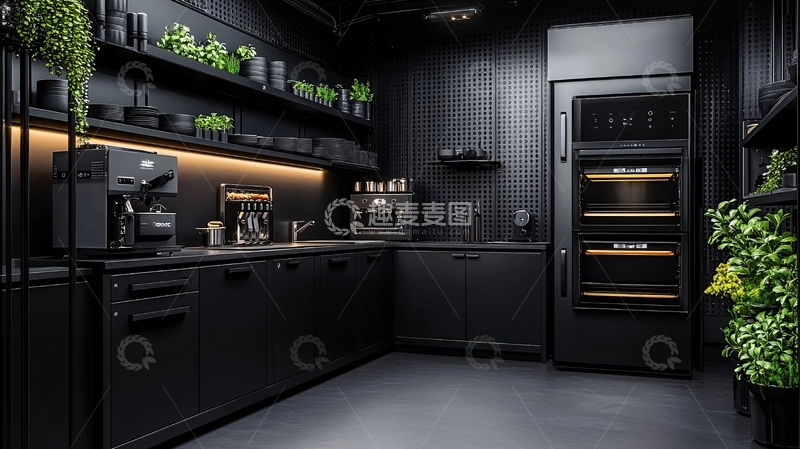 高清大图下载【趣麦麦图】黑色现代厨房