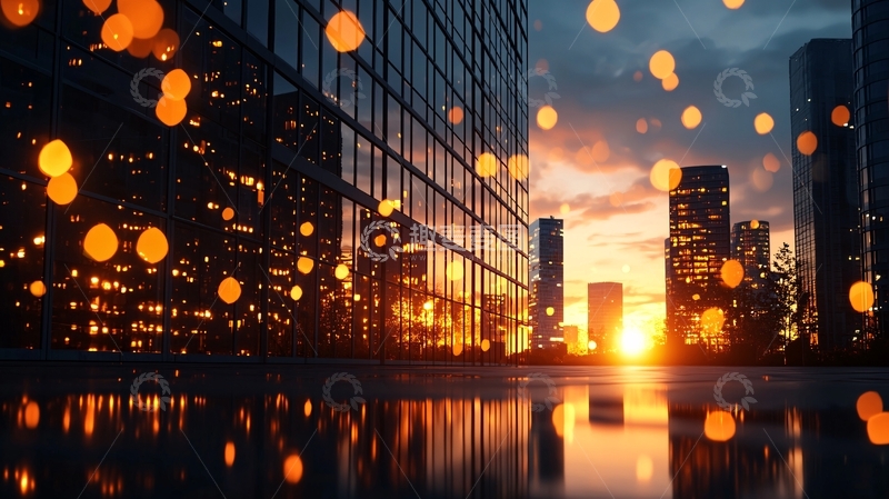 高清大图下载【趣麦麦图】城市夜景金色光晕