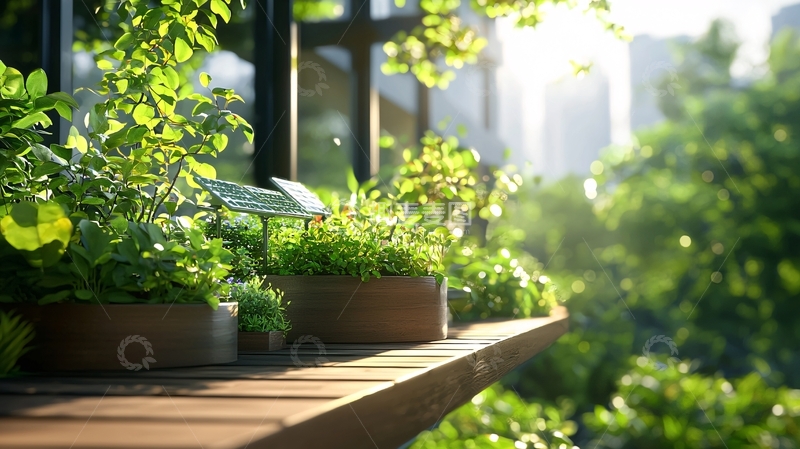 高清大图下载【趣麦麦图】阳台上的绿色盆栽