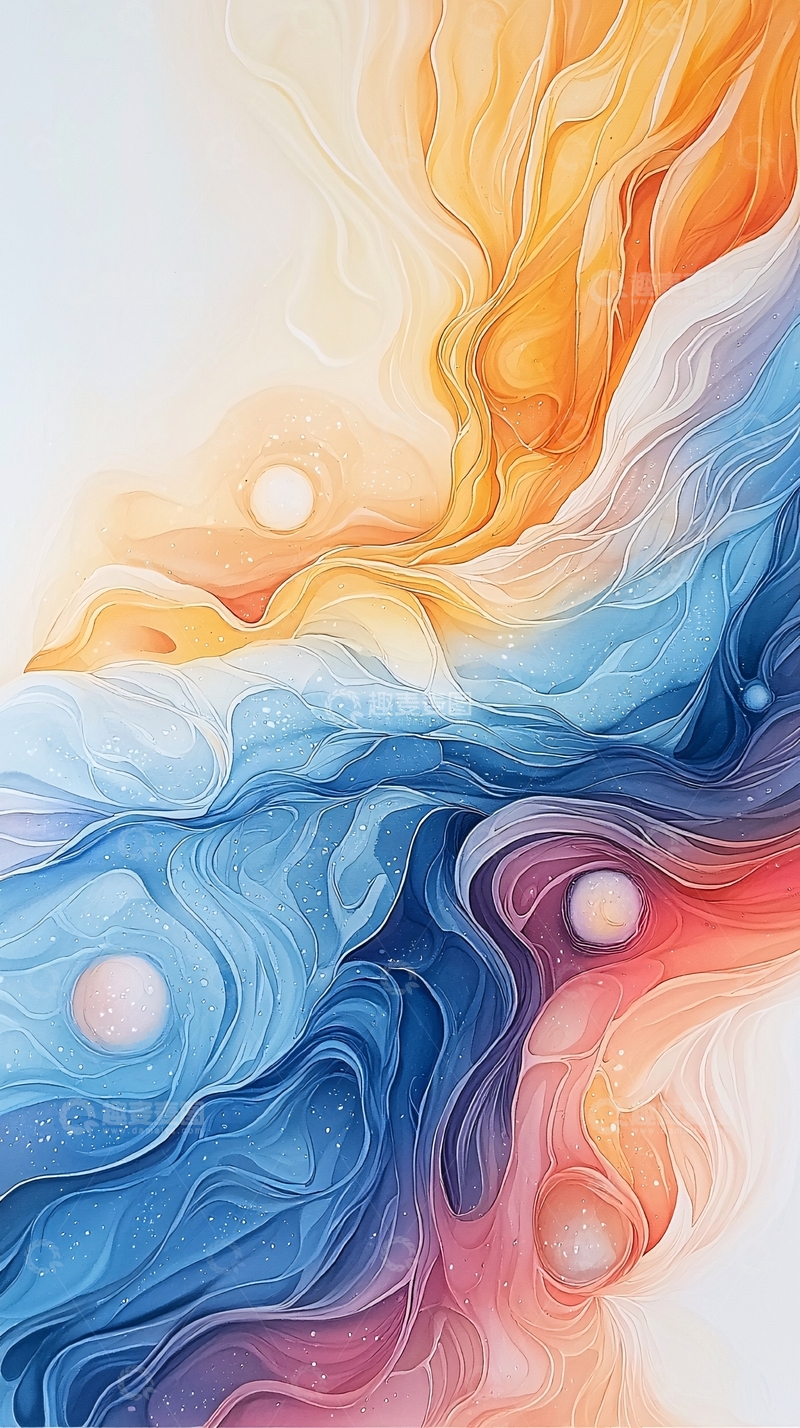高清大图下载【趣麦麦图】抽象水彩流动渐变背景