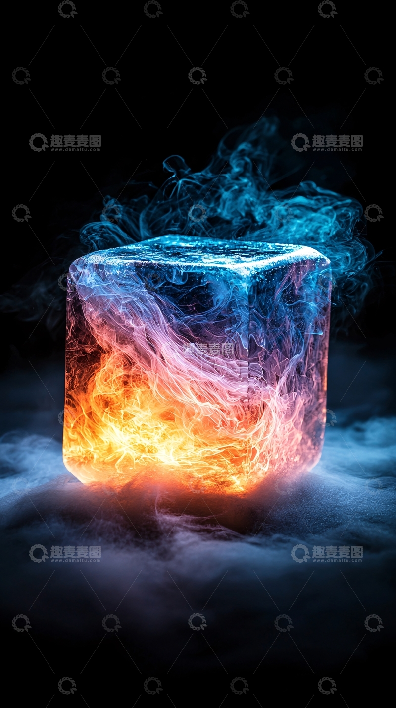 高清大图下载【趣麦麦图】冷热交融的魔幻方块