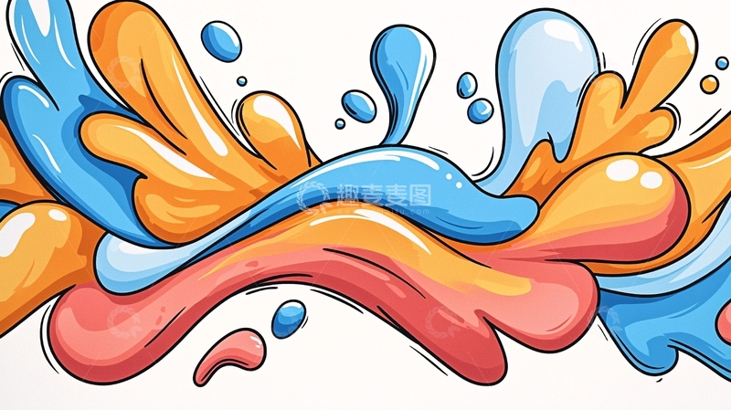 高清大图下载【趣麦麦图】抽象彩色水滴横幅