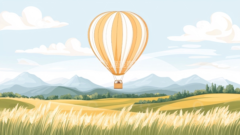 高清大图下载【趣麦麦图】田野上热气球升起