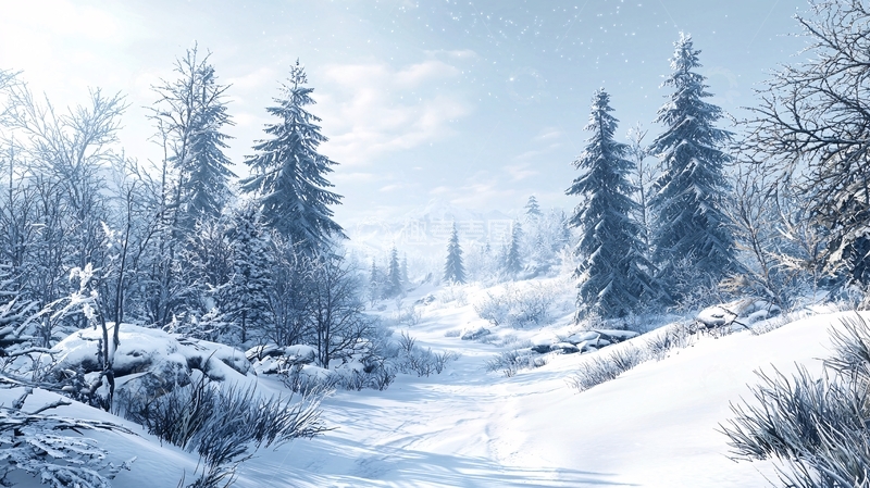 高清大图下载【趣麦麦图】雪地森林风景