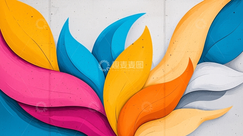 高清大图下载【趣麦麦图】彩色叶片抽象背景