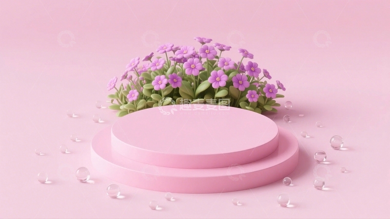 高清大图下载【趣麦麦图】粉色鲜花展台3