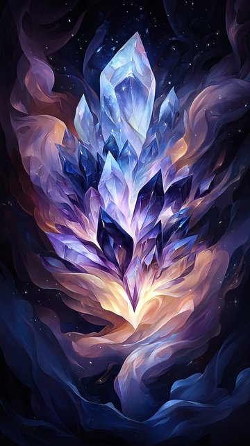 蓝色水晶簇发光